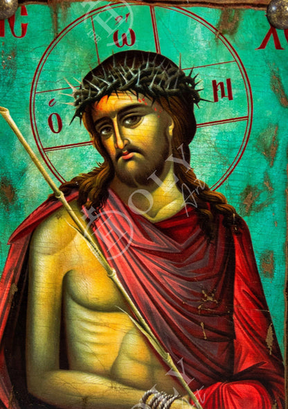 Jesus Christ icon Bridegroom, Handmade Greek Orthodox icon of Nymphios, Byzantine art wall hanging canvas wood plaque 39x26cm, wedding gift - TheHolyArt