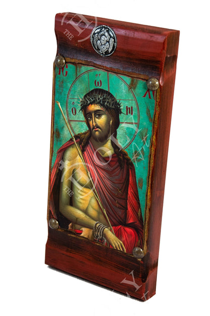 Jesus Christ icon Bridegroom, Handmade Greek Orthodox icon of Nymphios, Byzantine art wall hanging canvas wood plaque 39x26cm, wedding gift - TheHolyArt