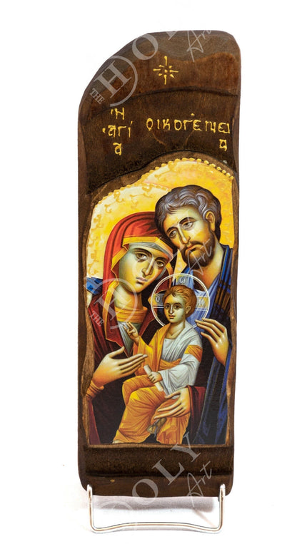 The Holy Family icon, Handmade Greek Orthodox icon, Byzantine art wall hanging icon on wood plaque, religious decor - TheHolyArt