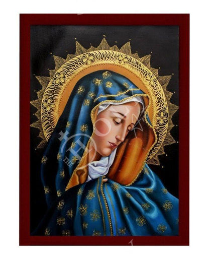 Virgin Mary icon Panagia, Handmade Greek Orthodox Icon, Mother of God Byzantine art, Theotokos wall hanging wood plaque, religious decor (5) - TheHolyArt
