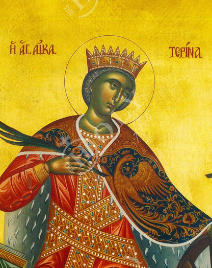 Saint Catherine icon, Handmade Greek Orthodox icon of St Katherine, Byzantine art wall hanging icon plaque, religious gift - TheHolyArt