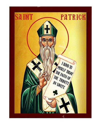 Saint Patrick icon, Handmade Greek Orthodox Catholic icon of St Patrick, Byzantine art wall hanging icon wood plaque, religious gift - TheHolyArt