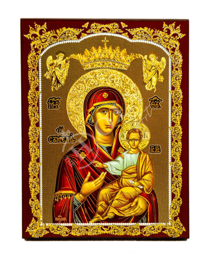 Virgin Mary icon Panagia Soumela, Handmade Greek Orthodox Icon, Mother of God Byzantine art wall hanging, Theotokos religious wood plaque - TheHolyArt