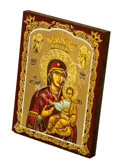 Virgin Mary icon Panagia Soumela, Handmade Greek Orthodox Icon, Mother of God Byzantine art wall hanging, Theotokos religious wood plaque - TheHolyArt