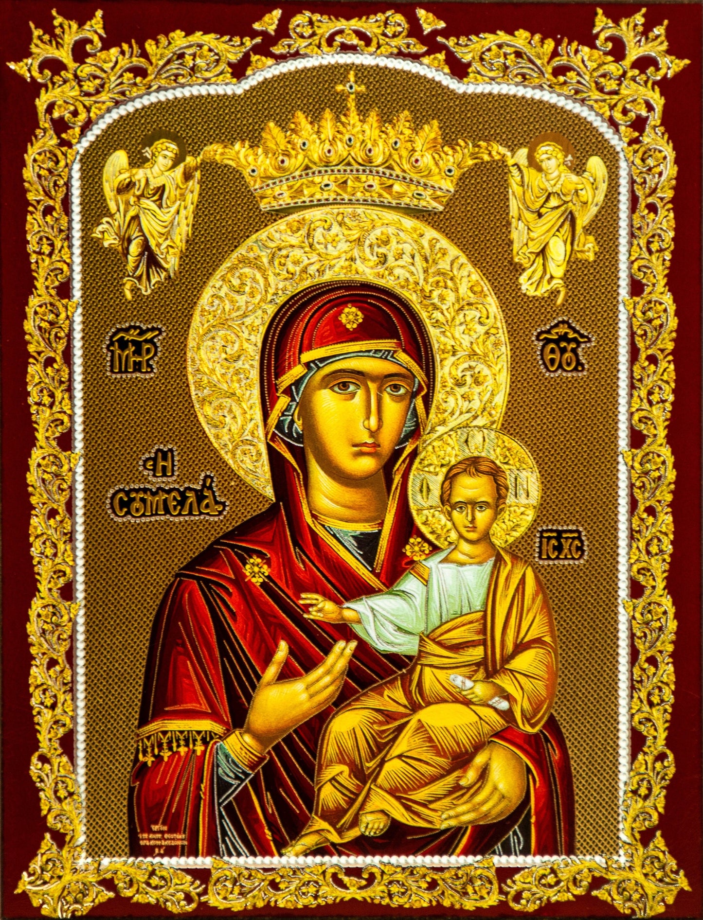 Virgin Mary icon Panagia Soumela, Handmade Greek Orthodox Icon, Mother of God Byzantine art wall hanging, Theotokos religious wood plaque TheHolyArt