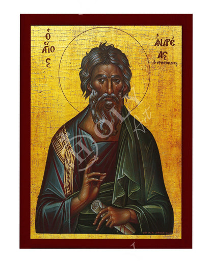Saint Andrew icon the Apostle, Handmade Greek Orthodox icon of St Andrew, Byzantine art wall hanging, religious gift - TheHolyArt