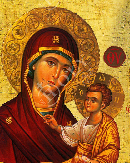 Virgin Mary icon Panagia Portaitissa, Greek Christian Orthodox Icon, Mother of God Byzantine art, Theotokos handmade wall hanging wood plaque - TheHolyArt