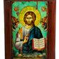 Jesus Christ icon, Handmade Greek Orthodox icon of our Lord, Byzantine art wall hanging canvas icon wood plaque 37x24cm, religious decor TheHolyArt