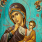 Virgin Mary icon Paramythia, Handmade Greek Orthodox Icon of Mother of God Byzantine art wall hanging wood plaque on canvas 30x20cm gift TheHolyArt