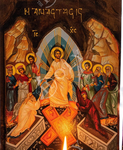Handmade Iconostasis with Resurrection of Jesus Christ Archangel Michael Archangel Gabriel - TheHolyArt
