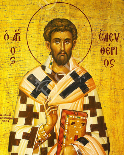Saint Eleftherios icon, Handmade Greek Orthodox icon of St Eleftherius, Byzantine art wall hanging icon wood plaque, religious decor - TheHolyArt
