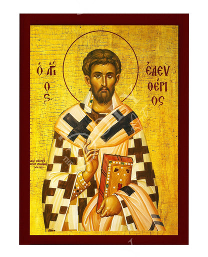 Saint Eleftherios icon, Handmade Greek Orthodox icon of St Eleftherius, Byzantine art wall hanging icon wood plaque, religious decor - TheHolyArt
