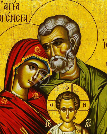 The Holy Family icon, Handmade Greek Orthodox icon of the Jesus Christ Virgin Mary & Joseph, Byzantine art wall hanging wood plaque - TheHolyArt