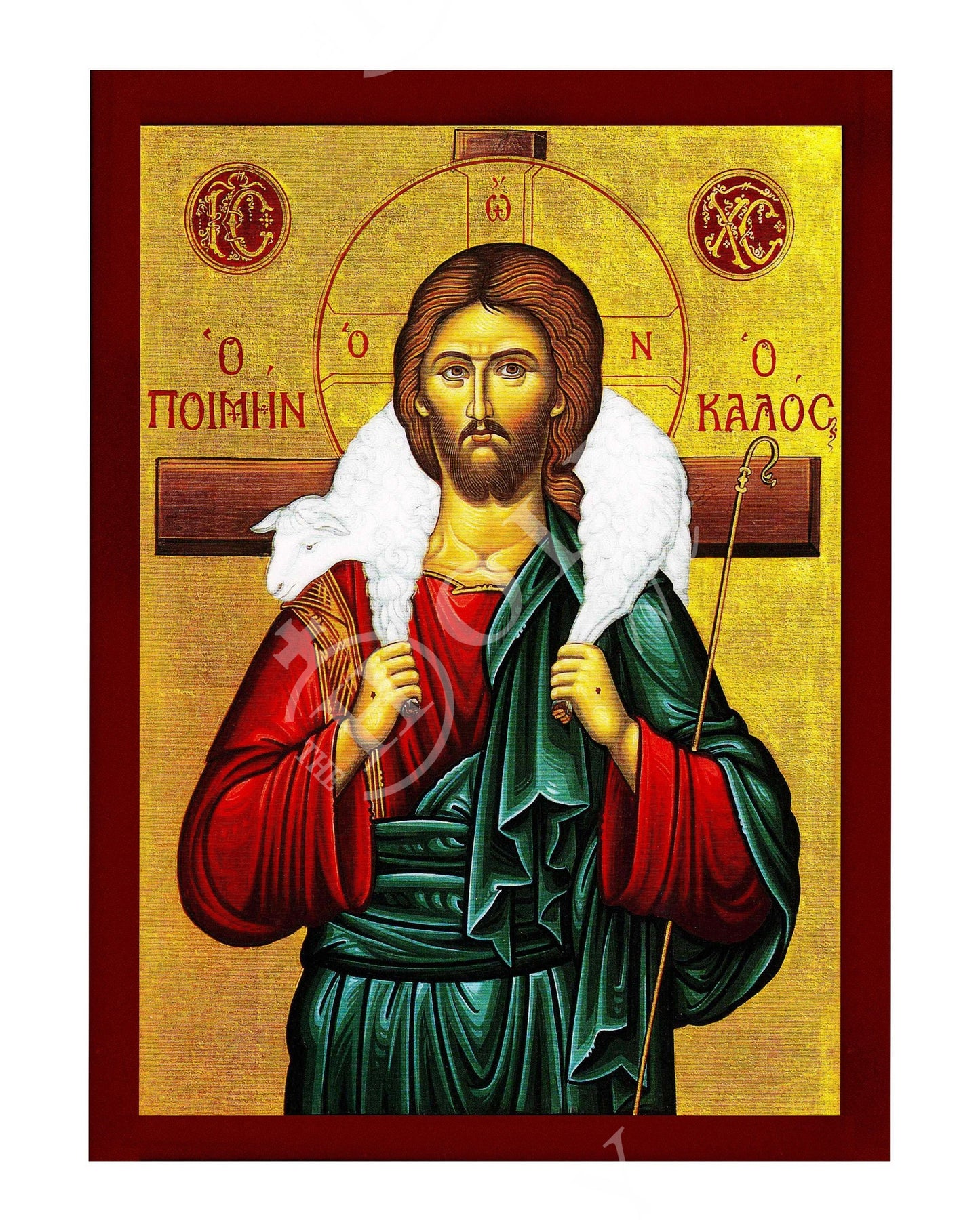 Jesus Christ icon The Good Shepherd, Handmade Greek Orthodox icon Byzantine wood plaque TheHolyArt