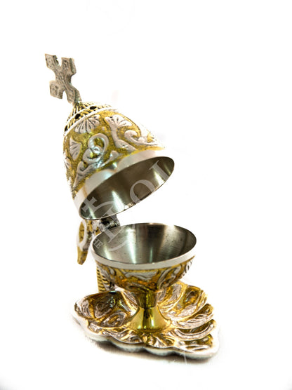 Christian Brass Resin Incense Burner, Greek Orthodox Thurible Incense holder, Metal Byzantine Home Censer Perfume burner, religious decor - TheHolyArt