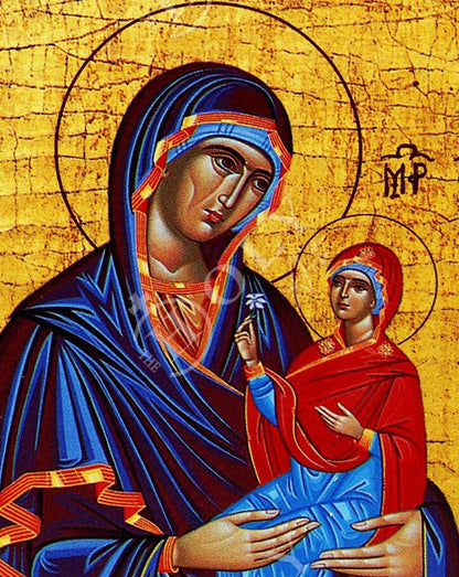 Saint Anna icon Mother of Virgin Mary, Byzantine art wall hanging of Agia Anna, Greek Handmade Orthodox icon of Saint Anne, religious gift - TheHolyArt