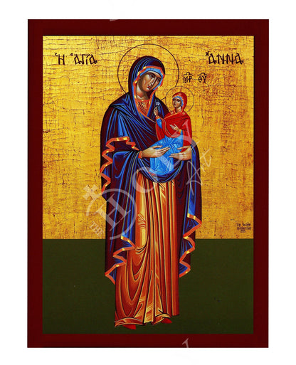 Saint Anna icon Mother of Virgin Mary, Byzantine art wall hanging of Agia Anna, Greek Handmade Orthodox icon of Saint Anne, religious gift - TheHolyArt