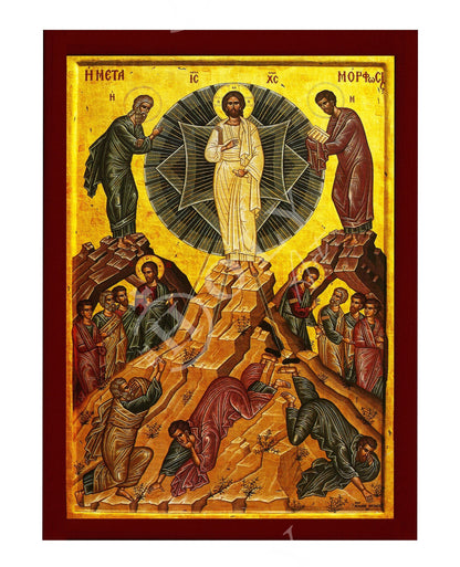 Metamorphosis Jesus Christ icon, Handmade Greek Orthodox icon of the Transfiguration, Byzantine art wall hanging wood plaque, religious gift - TheHolyArt