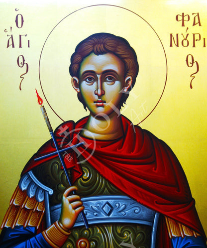 Saint Phanourios icon, Handmade Greek Orthodox icon St Fanourios, Byzantine art wall hanging wood plaque icon, religious decor - TheHolyArt