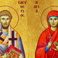 Saint Eleutherius and Anthia icon, Handmade Greek Orthodox icon, Byzantine art wall hanging icon wood plaque, religious decor TheHolyArt