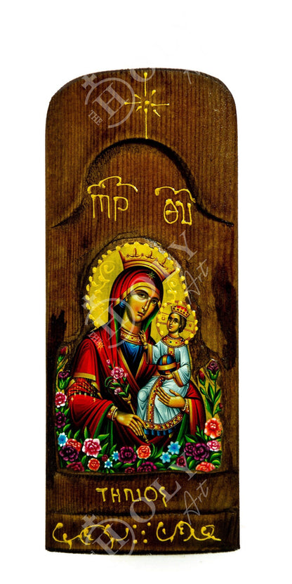 Virgin Mary icon Panagia, Handmade Greek Orthodox Icon, Mother of God Byzantine art, Theotokos wall hanging wood plaque, religious decor - TheHolyArt