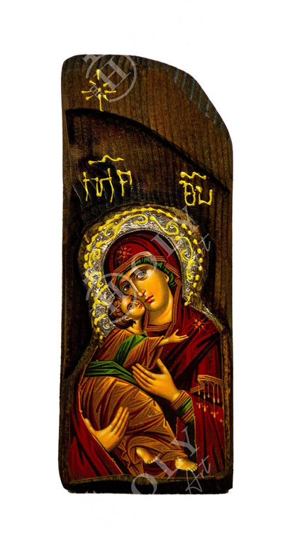 Virgin Mary icon Panagia Glykophilousa, Handmade Greek Orthodox Icon of Theotokos, Mother of God Byzantine art wall hanging wood plaque - TheHolyArt