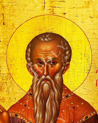 Saint Charalambos icon, Handmade Greek Orthodox icon St Haralambus of Magnesia, Byzantine art wall hanging on wood plaque, religious decor - TheHolyArt