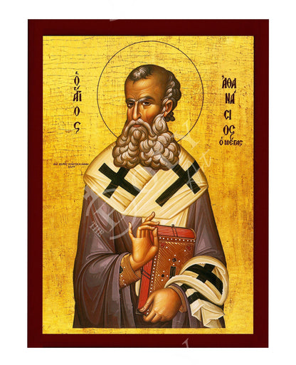 Saint Athanasius icon of Alexandria, Greek Handmade Orthodox icon of St Athanasius the Great, Byzantine art wall hanging, religious gift - TheHolyArt