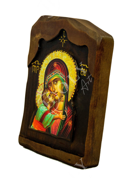 Virgin Mary icon Panagia, Handmade Greek Orthodox Icon, Mother of God Byzantine art, Theotokos wall hanging wood plaque, religious decor - TheHolyArt
