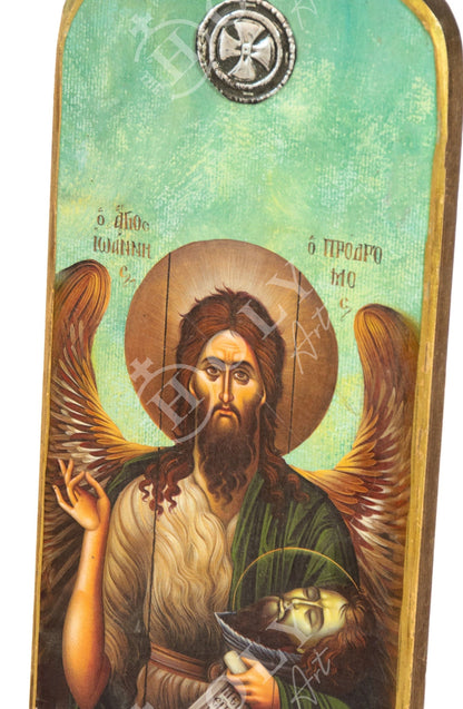Saint John icon the Forerunner, Handmade Greek Orthodox icon of Saint John Baptist, Byzantine art wall hanging wood plaque, religious decor - TheHolyArt