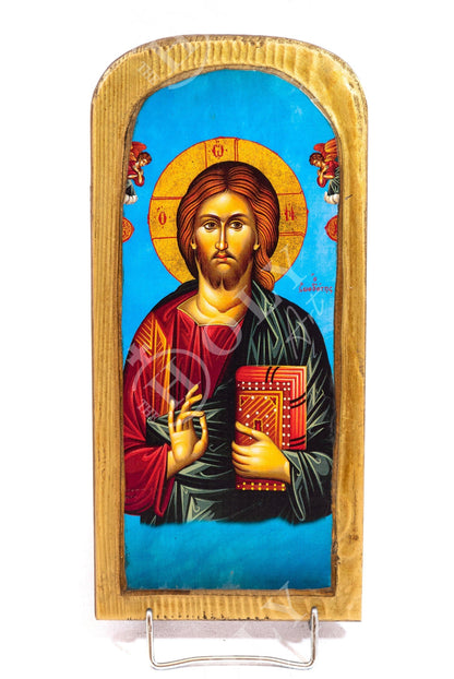 Jesus Christ icon, Handmade Greek Orthodox icon, Byzantine art wall hanging icon of our Lord on wood plaque, wedding gift ideas - TheHolyArt