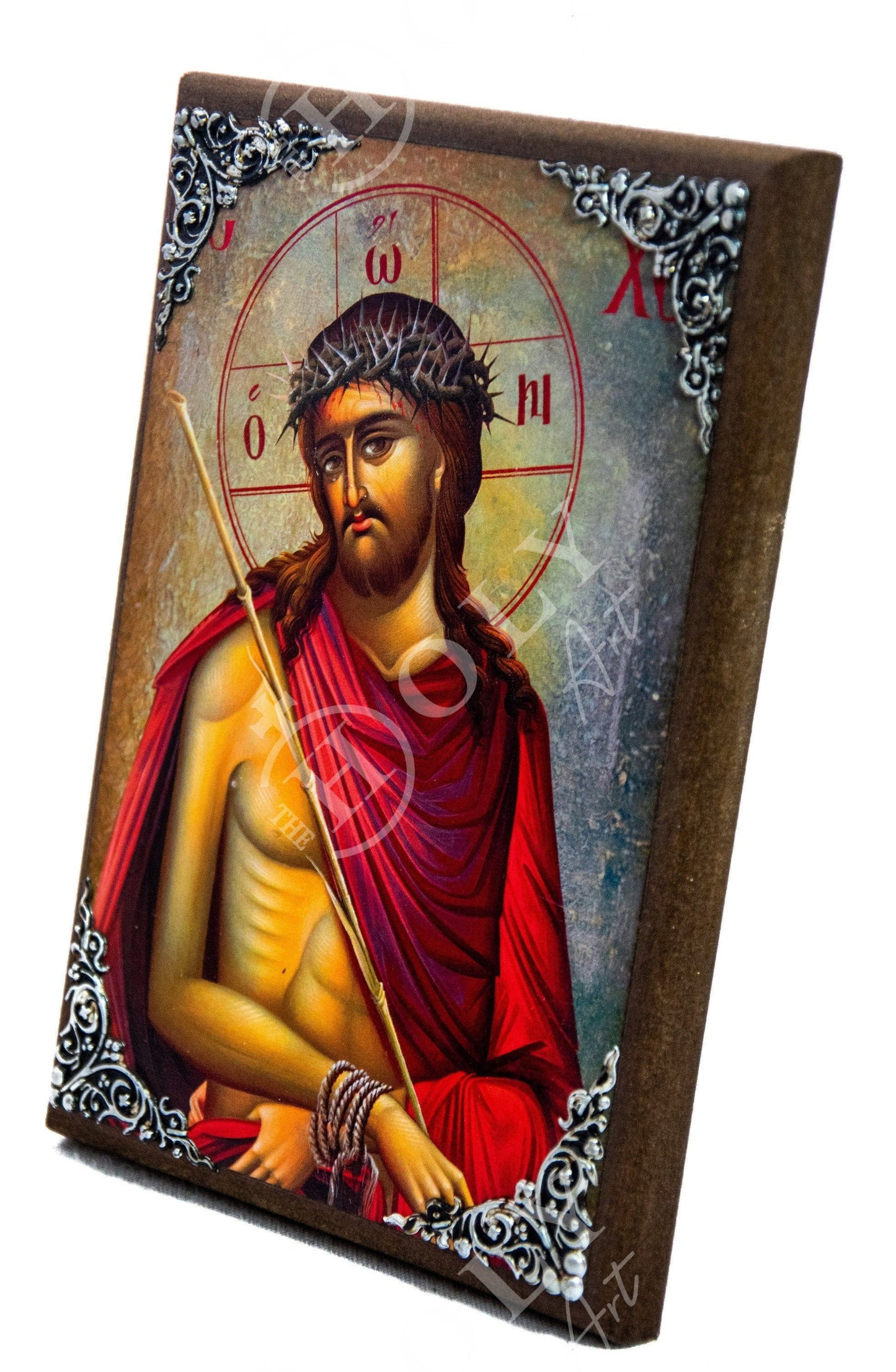 Jesus Christ icon Bridegroom, Handmade Greek Orthodox icon of Nymphios, Byzantine art wall hanging wood plaque icon, religious gift TheHolyArt