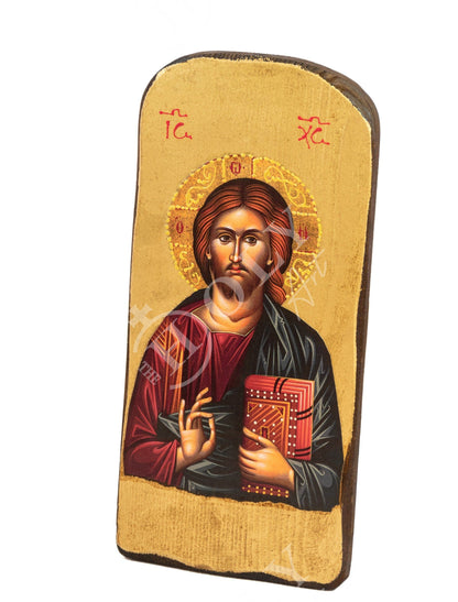 Jesus Christ icon, Handmade Greek Orthodox icon, Byzantine art wall hanging icon of our Lord on wood plaque, wedding gift ideas - TheHolyArt