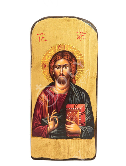 Jesus Christ icon, Handmade Greek Orthodox icon, Byzantine art wall hanging icon of our Lord on wood plaque, wedding gift ideas - TheHolyArt