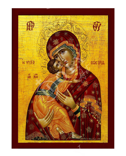 Virgin Mary icon Panagia Soul Saver, Greek Christian Orthodox Icon, Mother of God Byzantine art, Theotokos handmade wall hanging wood plaque - TheHolyArt