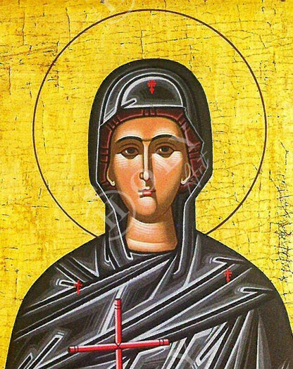 Saint Xeni icon, Handmade Greek Orthodox icon of St Xeni, Byzantine art wall hanging icon wood plaque, religious decor - TheHolyArt