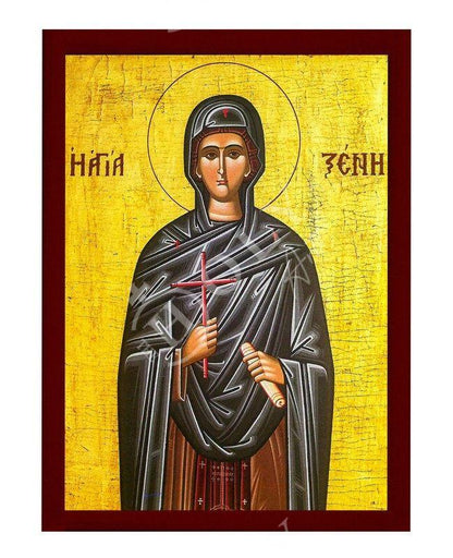 Saint Xeni icon, Handmade Greek Orthodox icon of St Xeni, Byzantine art wall hanging icon wood plaque, religious decor - TheHolyArt
