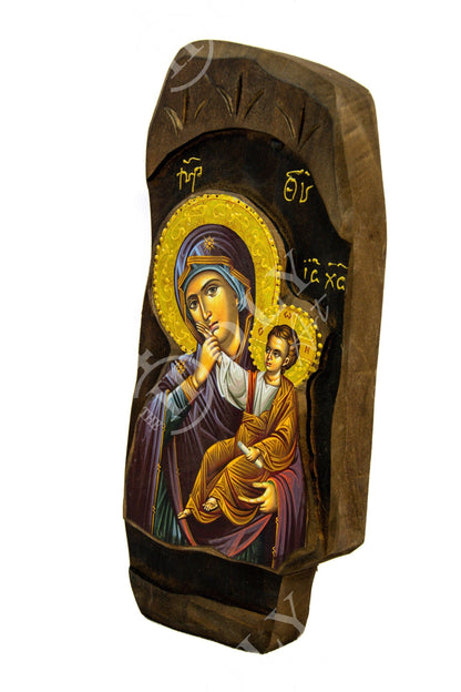 Virgin Mary icon Panagia Paramythia, Handmade Greek Christian Orthodox Icon, Mother of God Byzantine art wall hanging, Theotokos wood plaque - TheHolyArt