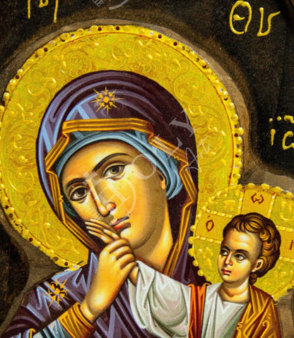 Virgin Mary icon Panagia Paramythia, Handmade Greek Christian Orthodox Icon, Mother of God Byzantine art wall hanging, Theotokos wood plaque - TheHolyArt