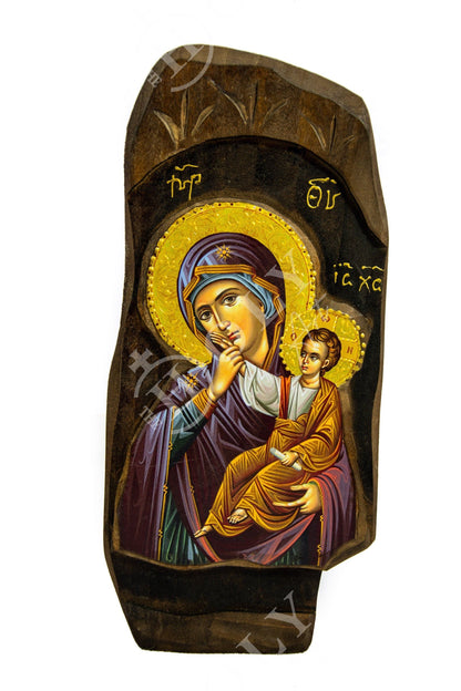 Virgin Mary icon Panagia Paramythia, Handmade Greek Christian Orthodox Icon, Mother of God Byzantine art wall hanging, Theotokos wood plaque - TheHolyArt