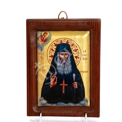 Saint Iakovos Tsalikis icon, Handmade Greek Orthodox icon, Byzantine art wall hanging canvas icon w/ gold leaf wood plaque, religious gift - TheHolyArt