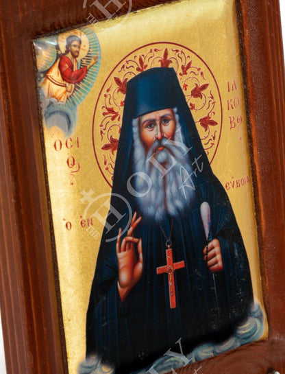 Saint Iakovos Tsalikis icon, Handmade Greek Orthodox icon, Byzantine art wall hanging canvas icon w/ gold leaf wood plaque, religious gift - TheHolyArt