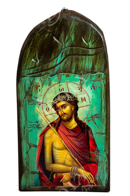 Jesus Christ icon Bridegroom , Handmade Greek Orthodox icon of Nymphios, Byzantine art wall hanging canvas wood plaque 43x23cm, wedding gift - TheHolyArt