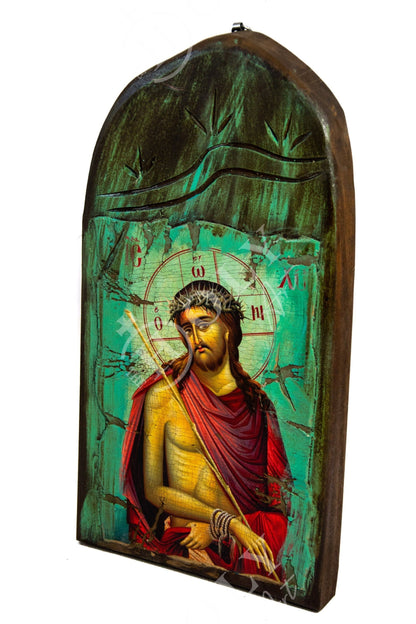 Jesus Christ icon Bridegroom , Handmade Greek Orthodox icon of Nymphios, Byzantine art wall hanging canvas wood plaque 43x23cm, wedding gift - TheHolyArt