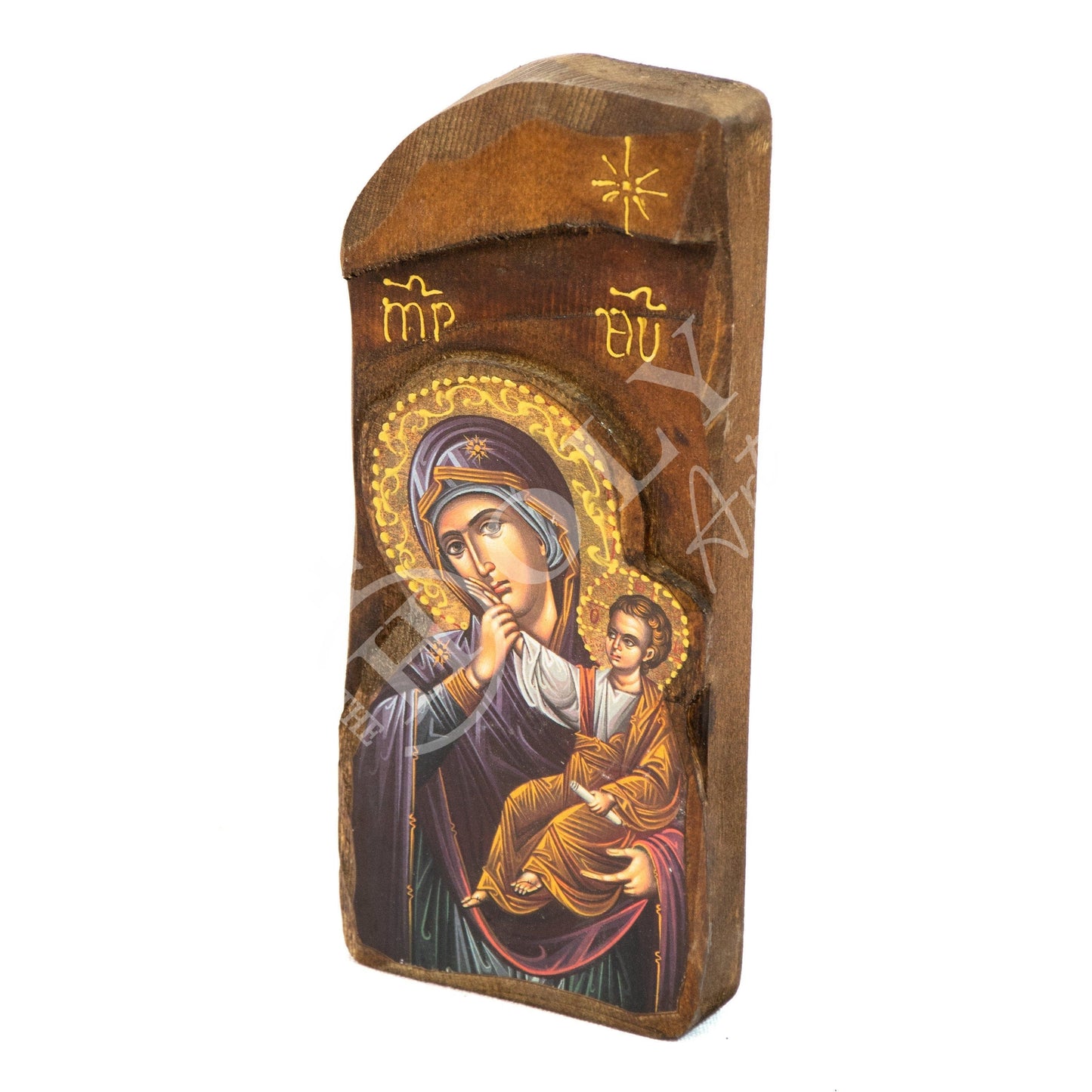 Virgin Mary icon Panagia Paramythia, Handmade Greek Orthodox icon of Theotokos, Mother of God Byzantine art wall hanging wood plaque icon TheHolyArt