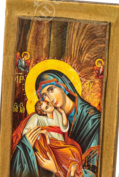 Virgin Mary icon Panagia Glykophilousa Greek Christian Orthodox Icon Mother of God Byzantine art Theotokos handmade wall hanging wood plaque - TheHolyArt
