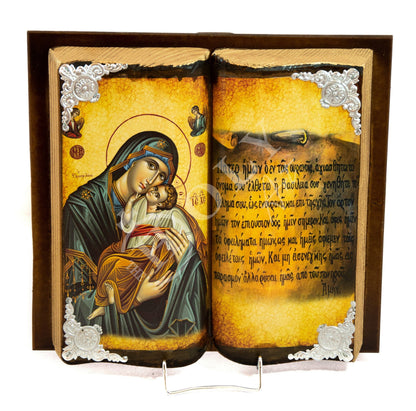 Virgin Mary icon Panagia Glykophilousa, Handmade Greek Orthodox icon, Mother of God byzantine art wall hanging, Theotokos icon wedding gift - TheHolyArt