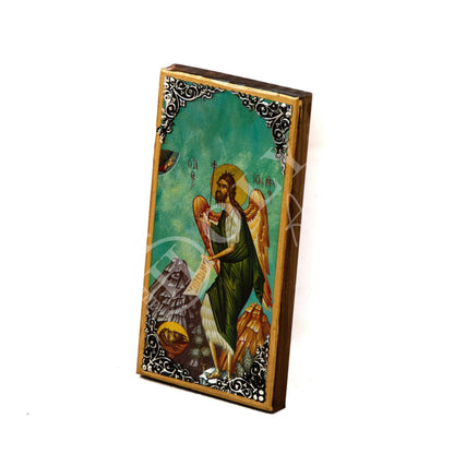 Saint John icon the Forerunner, Handmade Greek Orthodox icon of Saint John Baptist, Byzantine art wall hanging wood plaque, religious decor - TheHolyArt