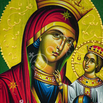 Virgin Mary icon Panagia, Handmade Greek Orthodox Icon of Theotokos, Mother of God Byzantine art wall hanging wood plaque, decor 38x25cm - TheHolyArt