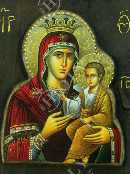 Virgin Mary icon Panagia Glykophilousa, Handmade Greek Orthodox Icon, Mother of God Byzantine art, Theotokos wall hanging wood plaque - TheHolyArt